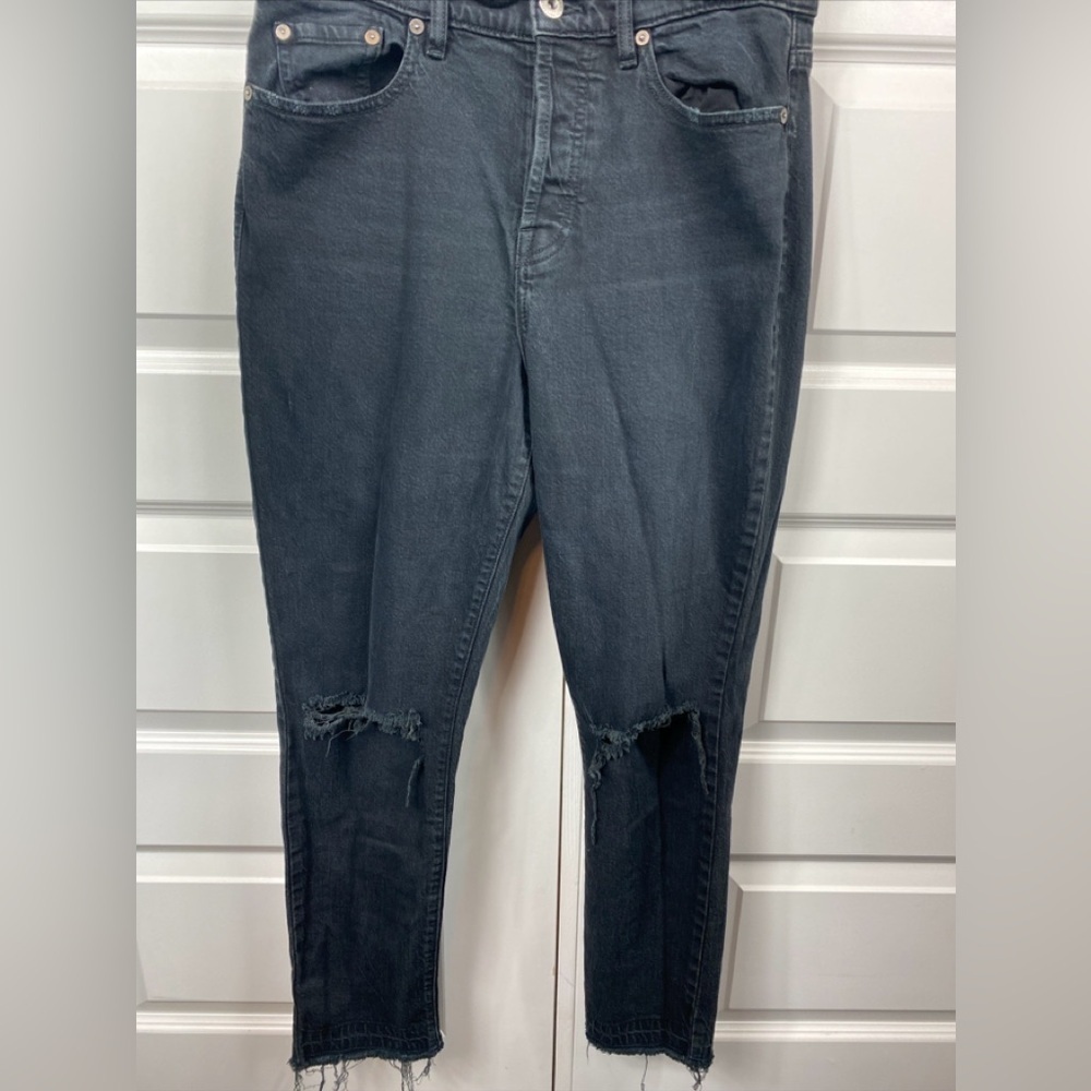 Pistola Jeans Straight Button Fly Distressed Black Size 28 Women’s